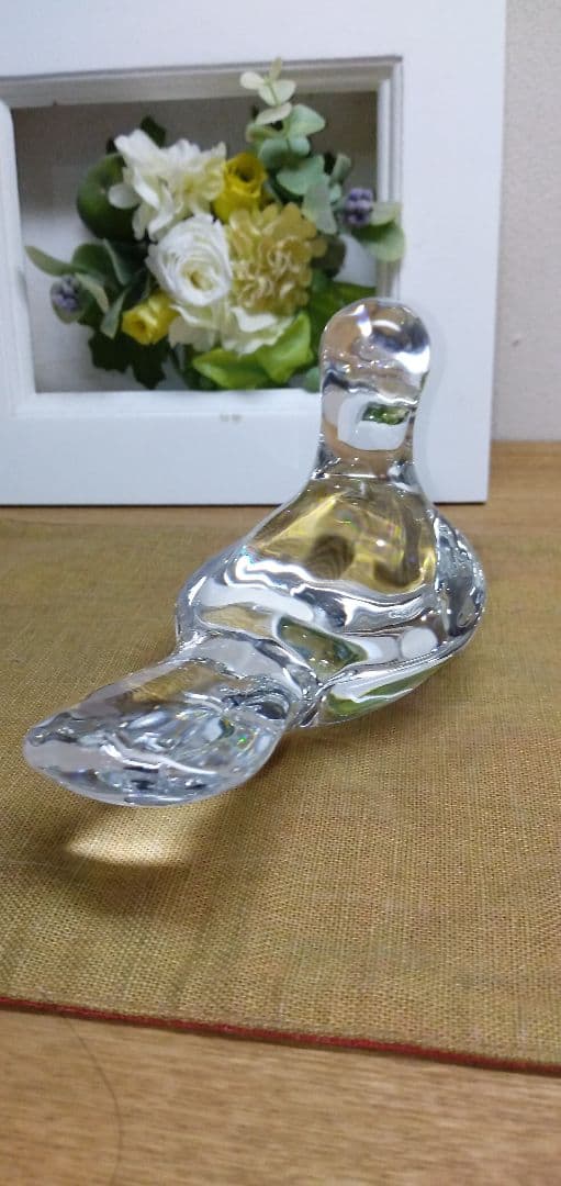 美品 バカラ Baccarat クリスタルガラス ハト 鳩 文鎮 置物 飾り物