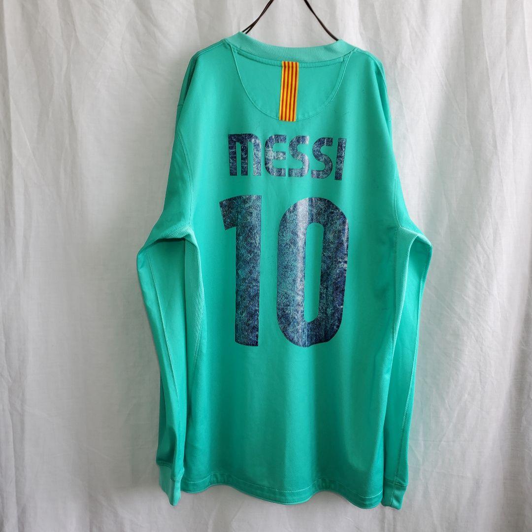 希少 メッシ ＃１０ FCバルセロナ バルサ 長袖 ユニフォーム 緑 ウェア