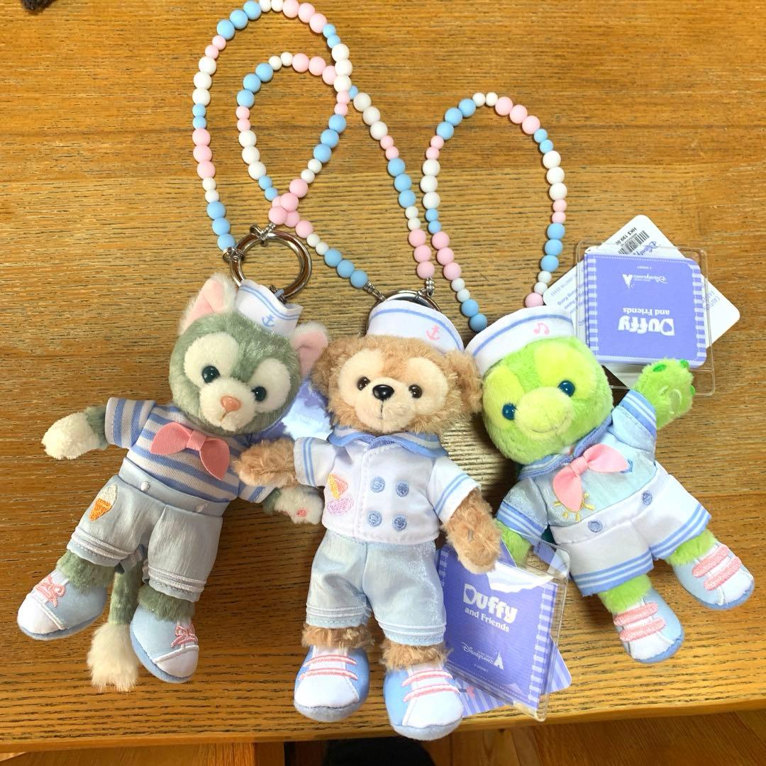 香港ディズニーダッフィー、ジェラトーニ、オルメルセーラー服ぬいぐるみキーチェーン