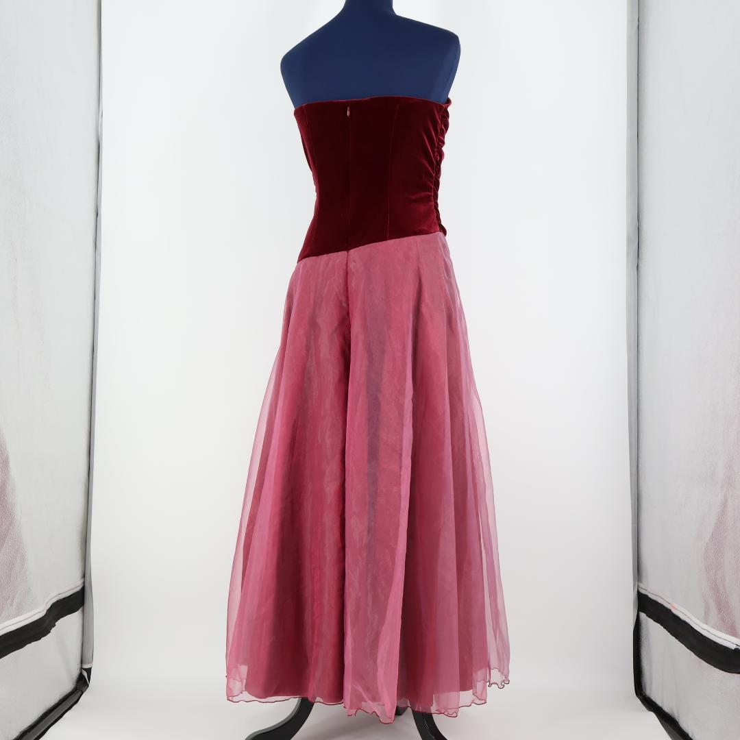 【美品 日本製 フラダンス衣装】ワインレッド Paondor ワンピース ドレス