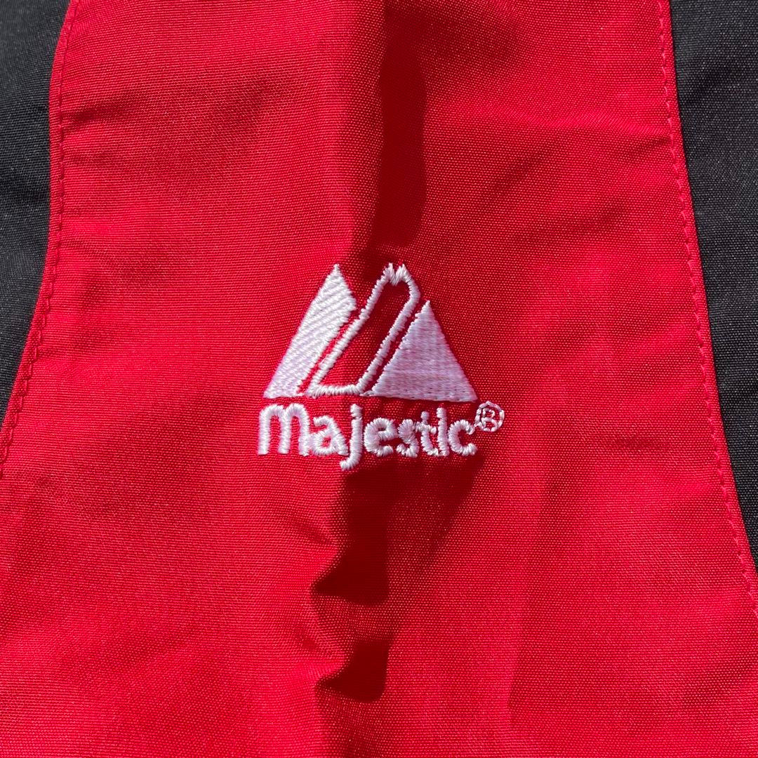 00's Majestic 袖ロゴ刺繍 XL 大きめ 古着 半袖プルジャケット