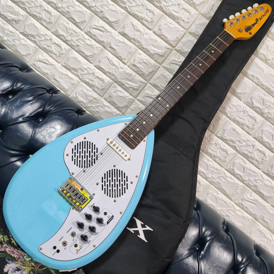 VOX APACHE-1 アンプ内蔵ミニエレキギター 水色 トラベルギター