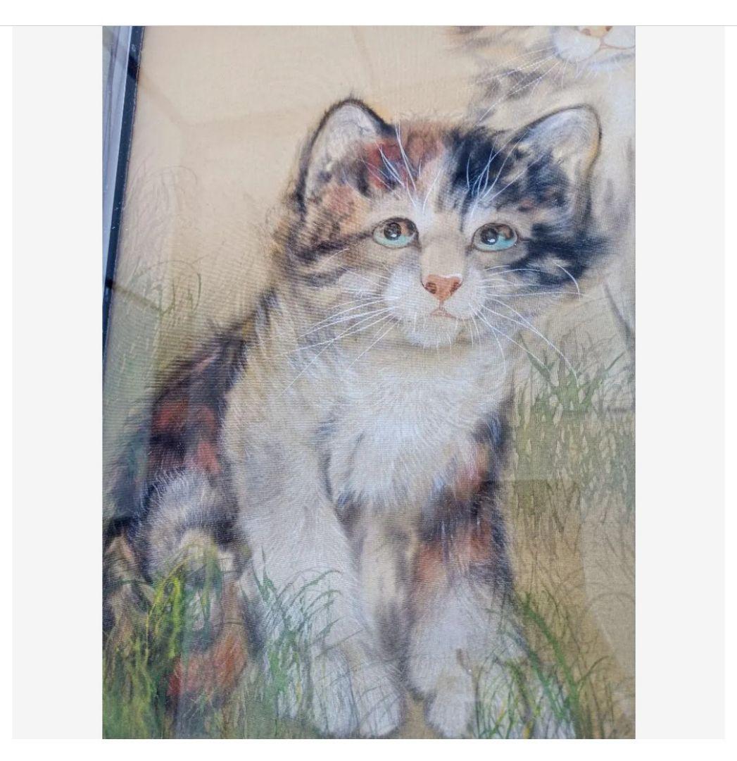 金運開運厄除け◎ 幸運を招く3匹の招き三毛猫 絵画 掛け軸 インテリア レア♪
