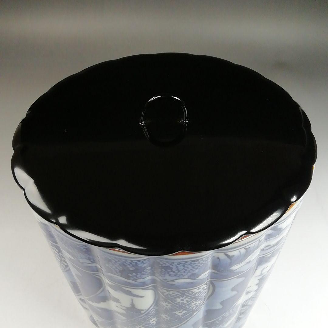 Ｗ３８０　水指　『染付　祥瑞文　一重口』『手塚祥堂 造』　共箱　茶道具