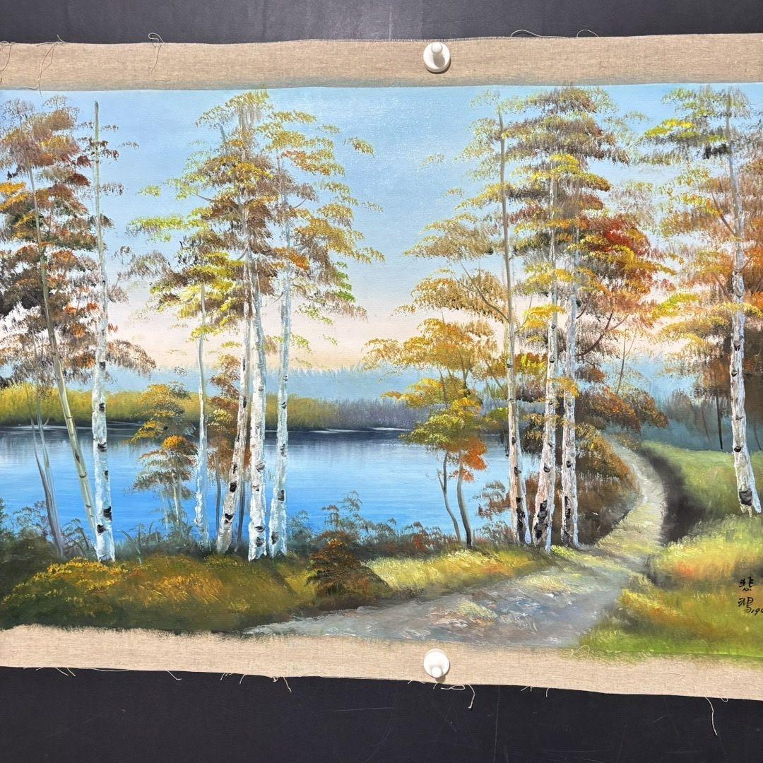 手描き 水彩油画 風景画 インテリア 絵画 約70×100cm