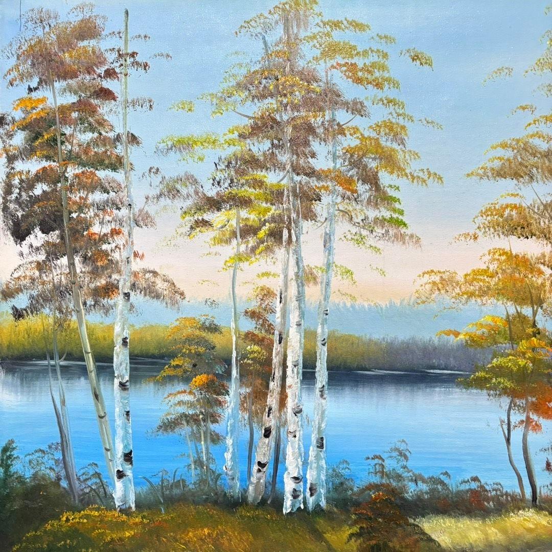 手描き 水彩油画 風景画 インテリア 絵画 約70×100cm