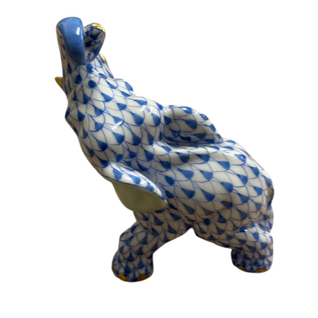HEREND ヘレンド　フィギュリン　象　ゾウ　ブルー　青