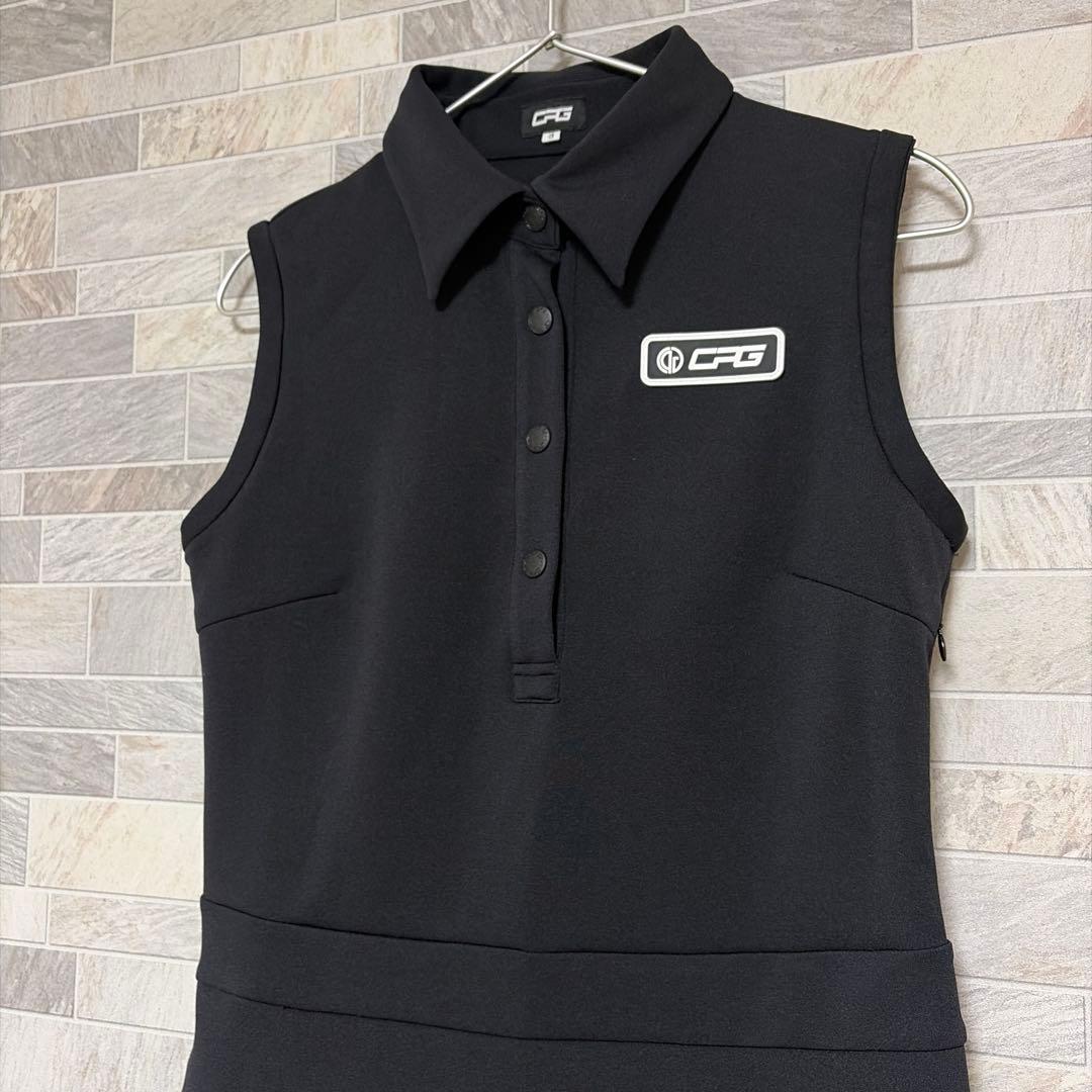 CPG GOLF ノースリーブストレッチポロワンピ ブラック レディース L