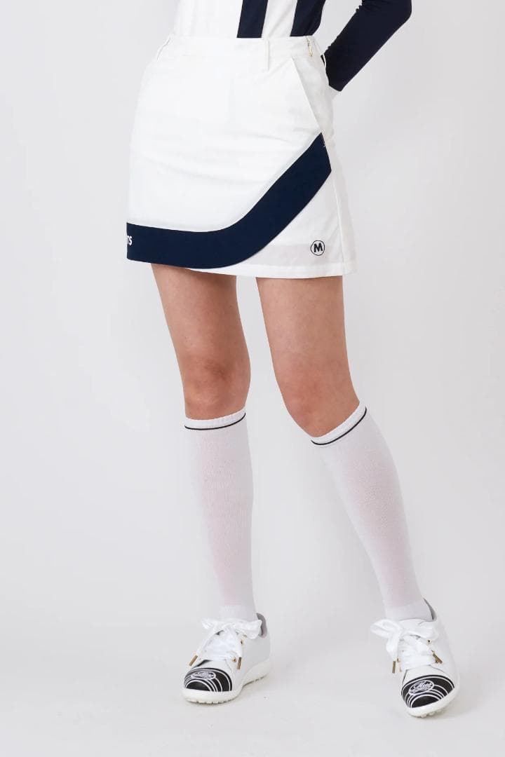 エムユースポーツ(M・U SPORTS) バイカラーラップ風スカート WHT38