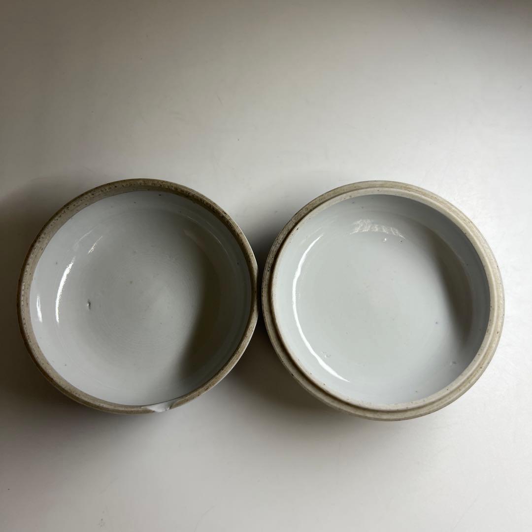 中国清時代　青花草花図蓋物　幅約10㎝　東Y8-0331☆2Fトヒコ