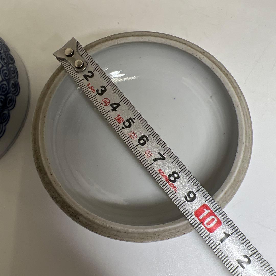 中国清時代　青花草花図蓋物　幅約10㎝　東Y8-0331☆2Fトヒコ