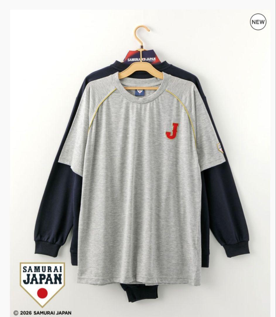 【NEW】「侍ジャパン」コラボ裏毛×天竺2トップ L ネイビー
