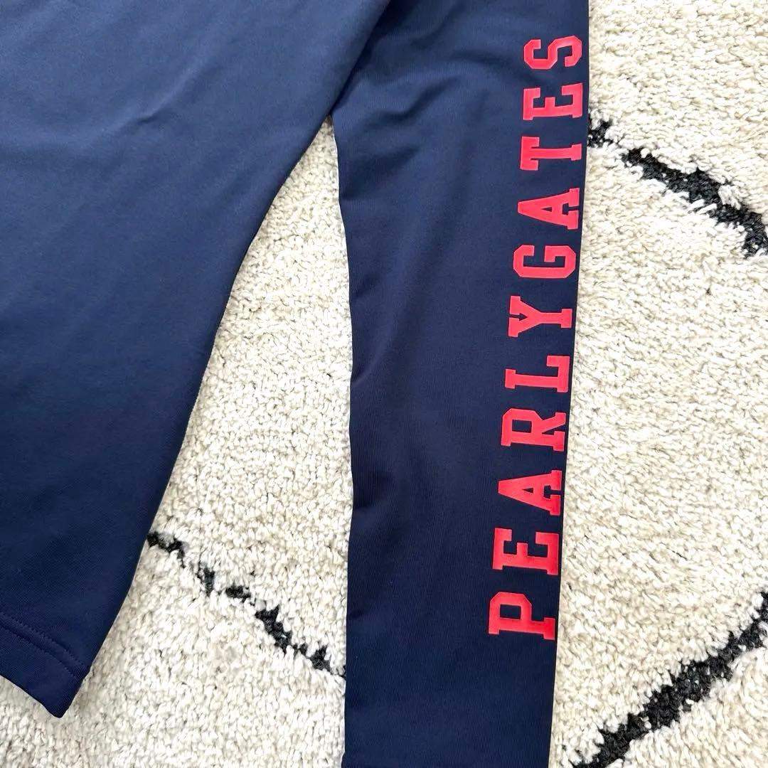 美品 PEARLY GATES 長袖シャツ ストレッチモックネック ネイビー