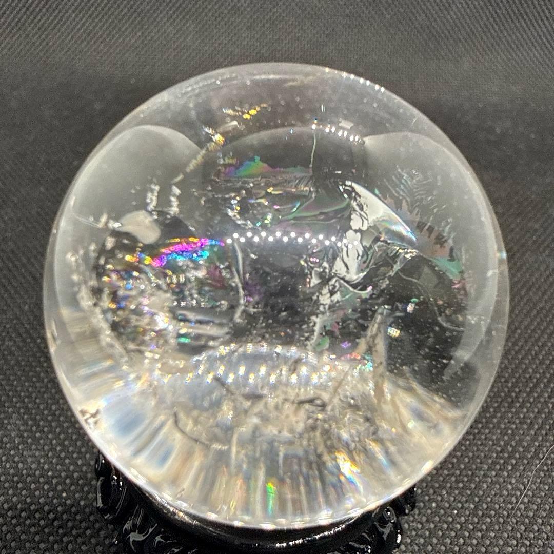 爆虹♪高品質　水晶　スフィア【レインボー、アイリス】ランダム台座セット♪