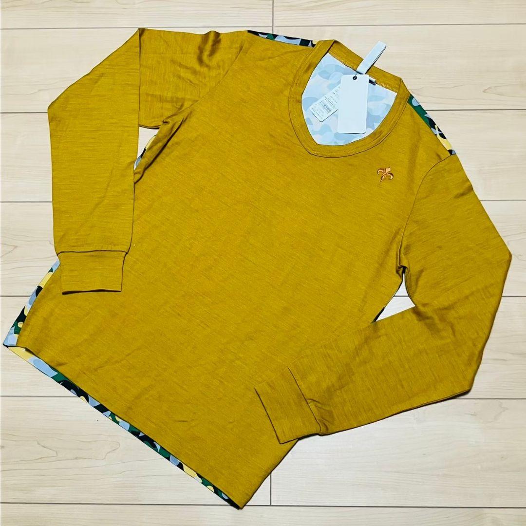 新品▼マスタード Vネック 長袖 ゴルフ メンズ ロックデュード 派手好き 迷彩
