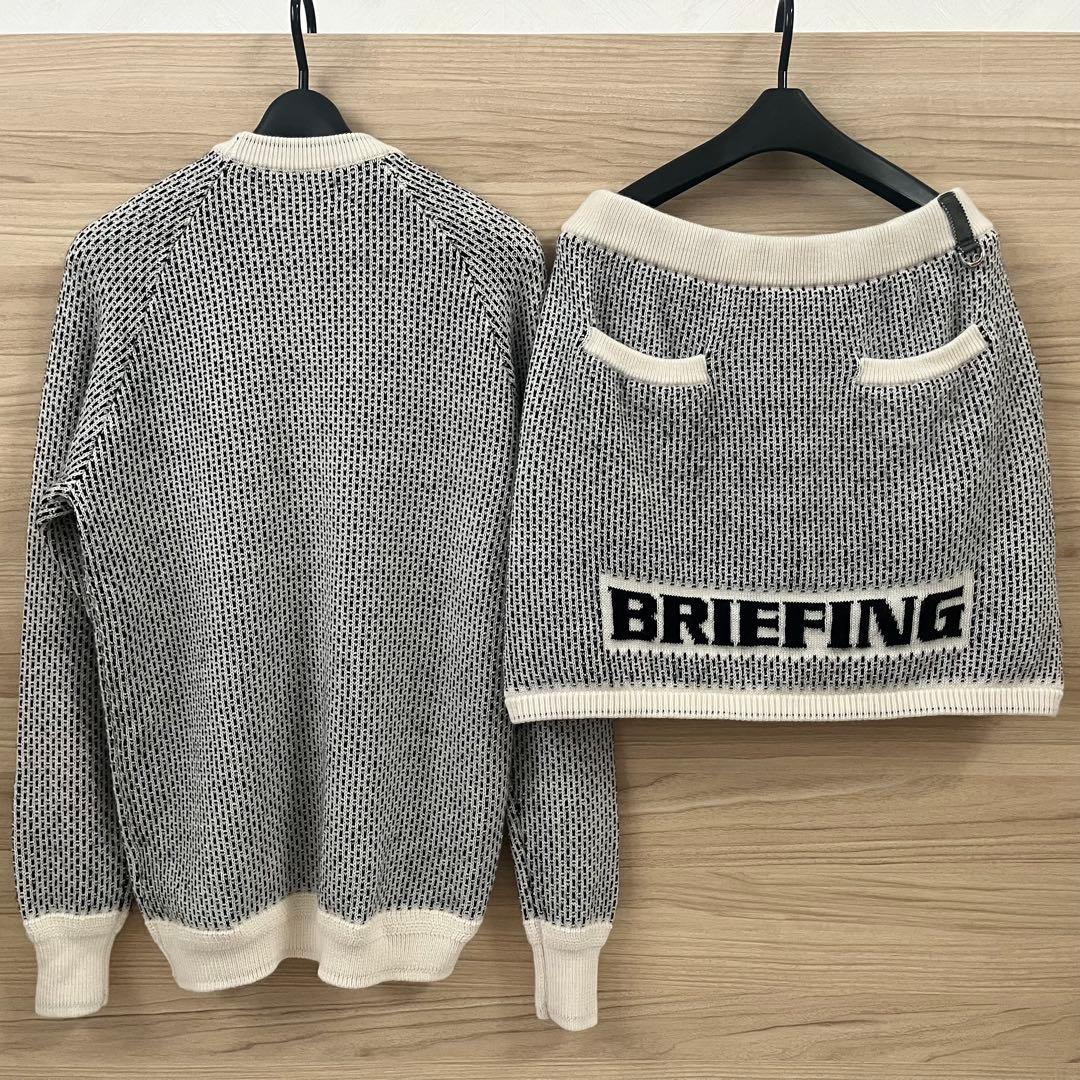 美品★希少完売品 白×黒 BRIEFING メリノウールロゴニットセットアップM
