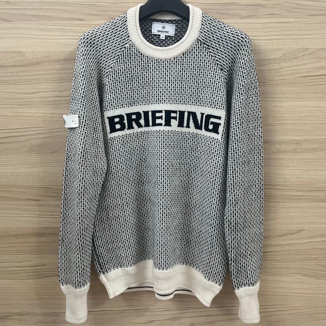 美品★希少完売品 白×黒 BRIEFING メリノウールロゴニットセットアップM