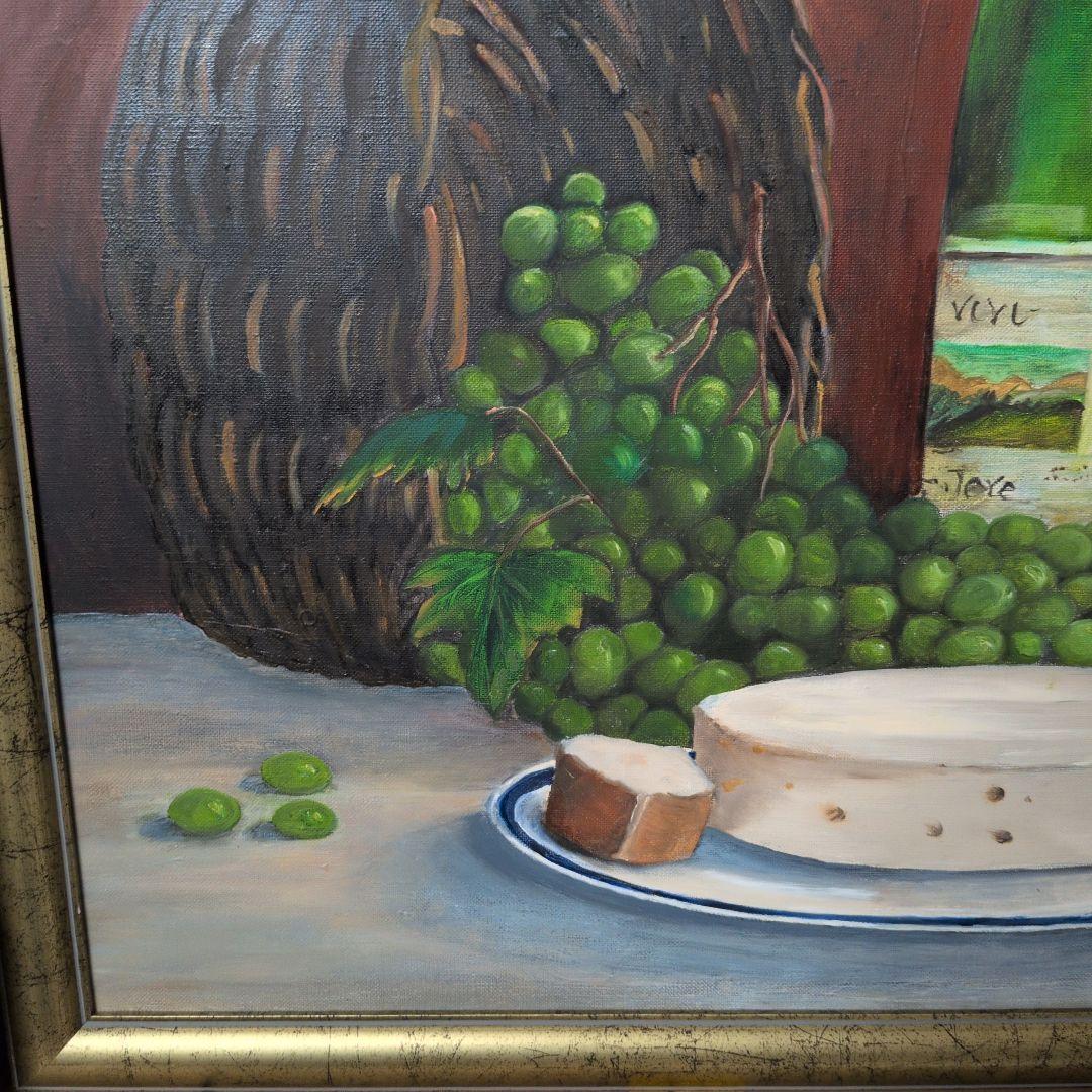 静物画 油彩画 ワインとチーズ　78×66