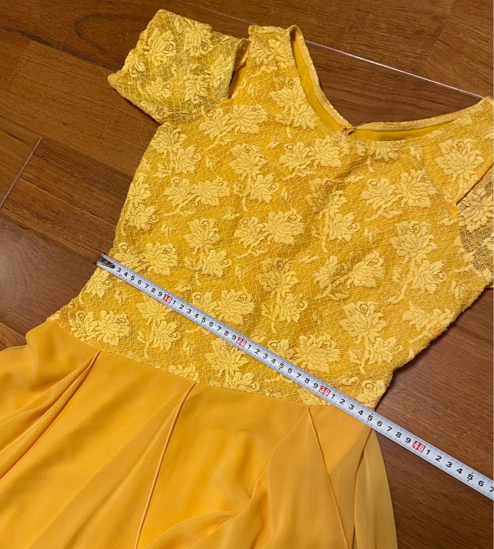 社交ダンス　ワンピース　ドレス　オフショルダー　黄　ラテン　パーティー　練習着