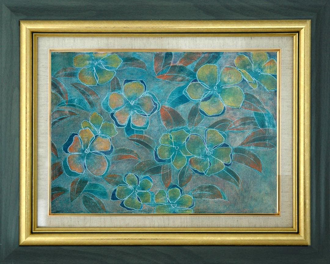 油絵 菅家令子 絵 絵画 インテリア 額付(黒) F4-091716 花