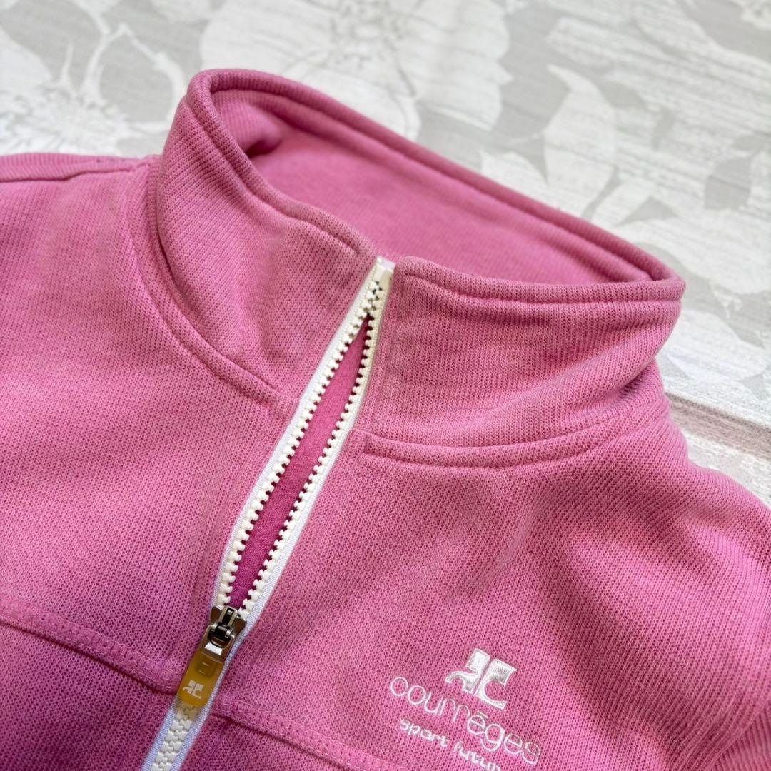 courrèges ロゴ刺繍 ジップジャケット S ピンク スウェット素材