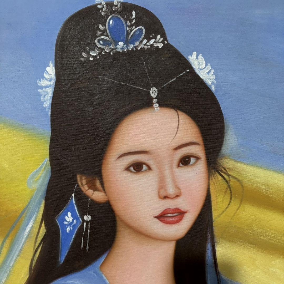 手描き油彩 冷軍 写実人物画 70×100cm