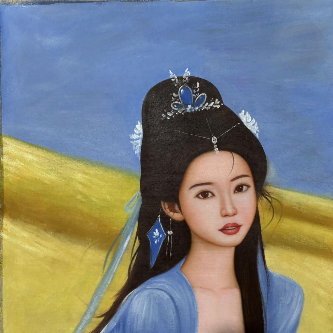 手描き油彩 冷軍 写実人物画 70×100cm