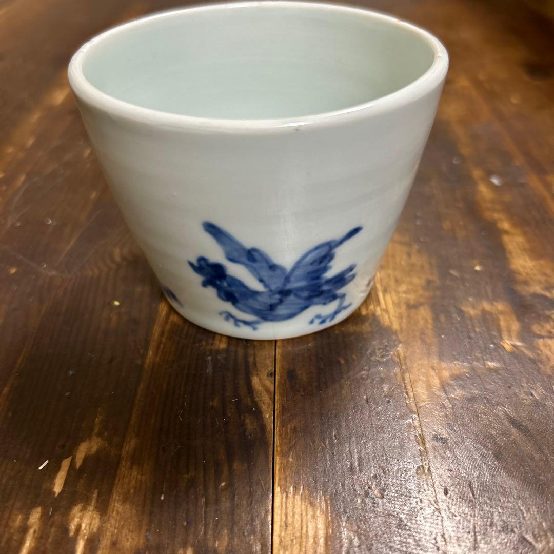 作家　陶芸作家　染付　手描き　そば猪口