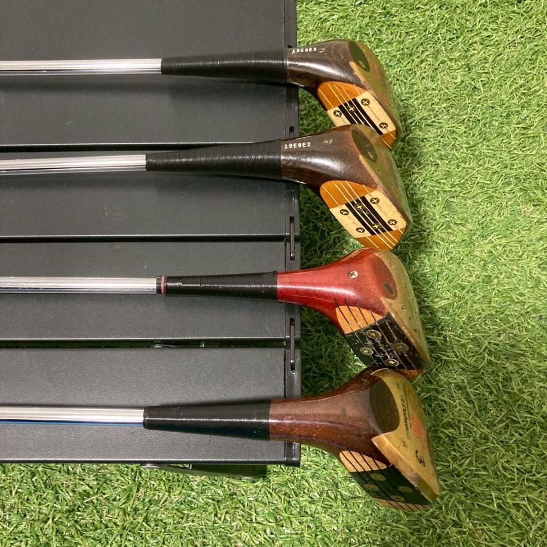 【希少】ビンテージ 木製パーシモンウッド 4本セット スチール