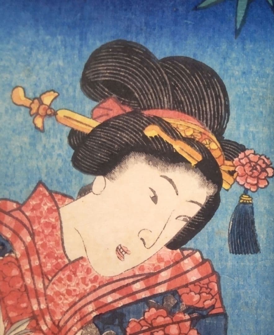浮世絵、美人合十二月ノ内陸月(１月)三代歌川豊国(国貞)