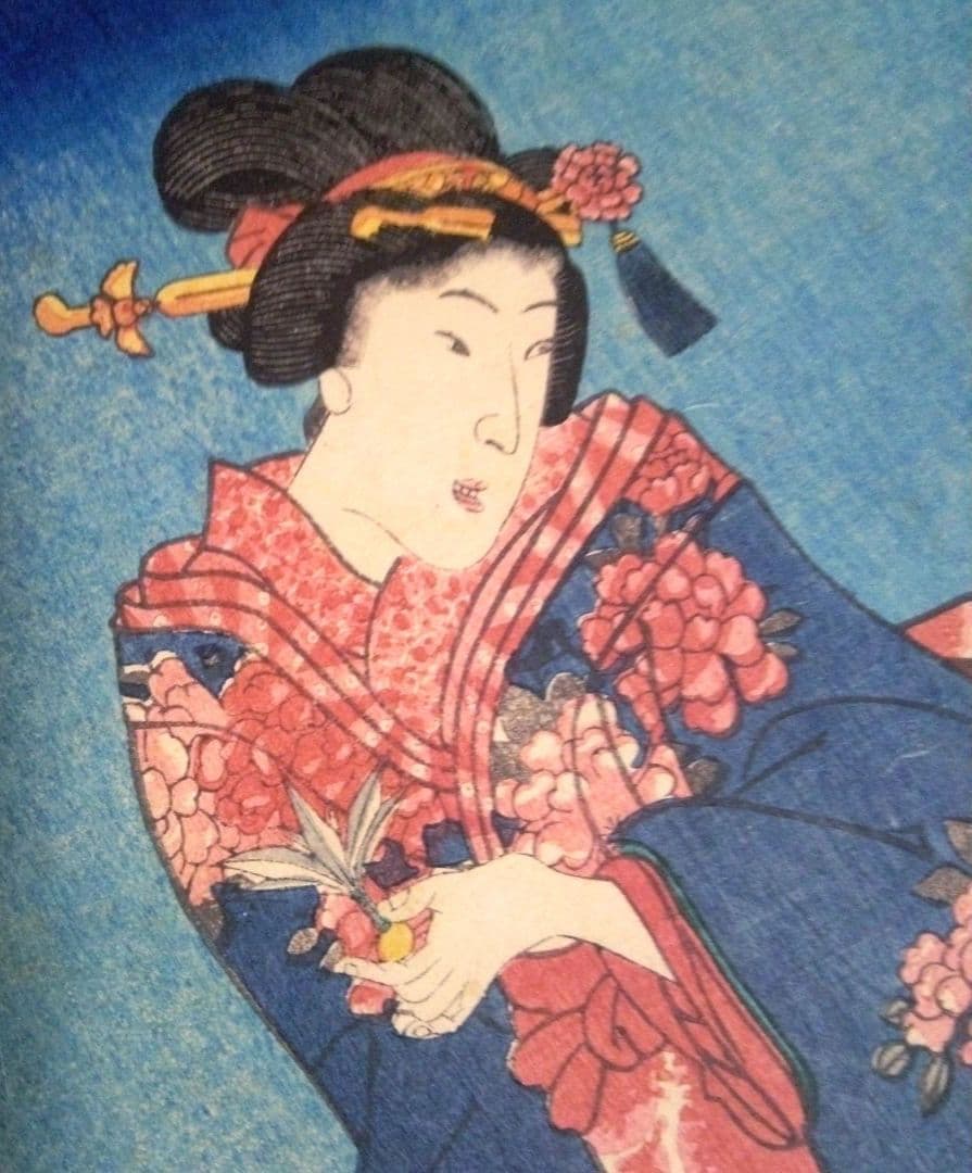浮世絵、美人合十二月ノ内陸月(１月)三代歌川豊国(国貞)