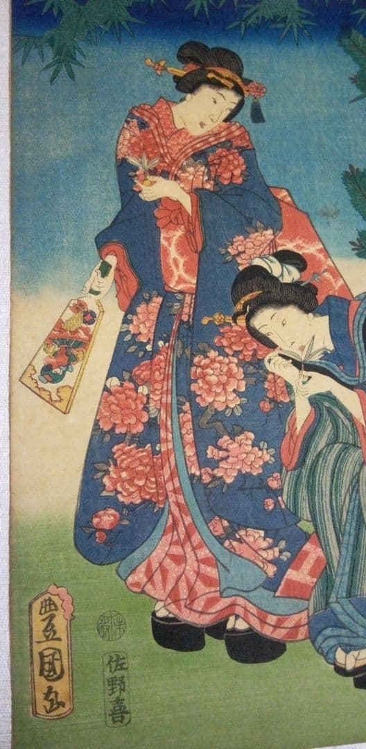 浮世絵、美人合十二月ノ内陸月(１月)三代歌川豊国(国貞)