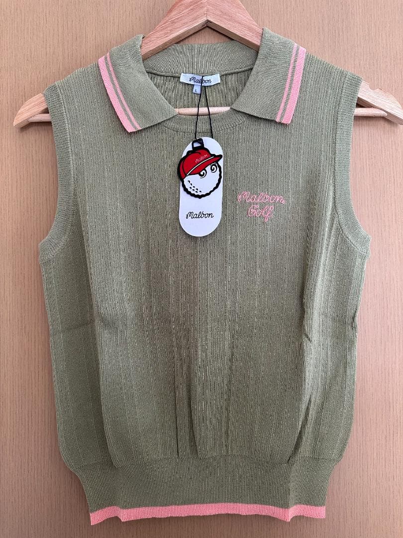緑色S マルボンゴルフ ニット ノースリーブ Malbon Golf ベスト