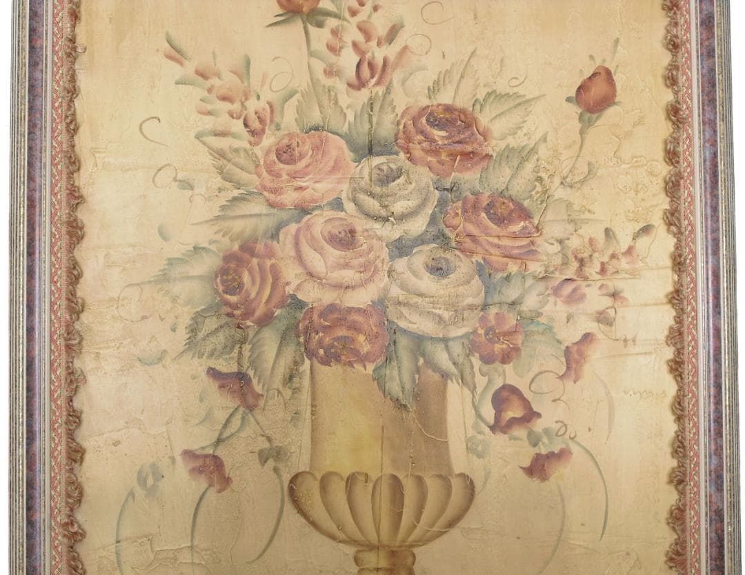 クラシック額装インテリアアート☆薔薇絵画 アートパネル 壁飾り テクスチャー加工