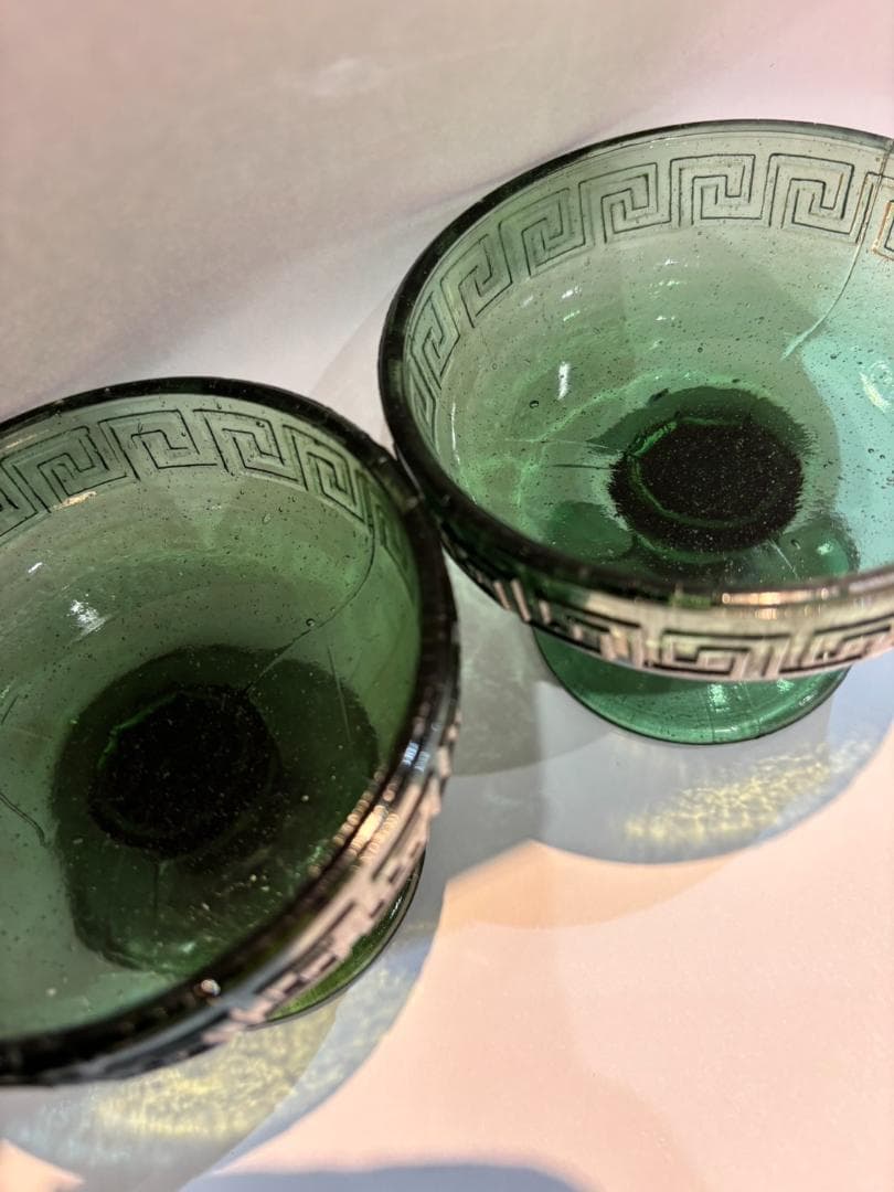 大正 かき氷カップ プレスガラス 手作りガラス デザートカップ2個セット