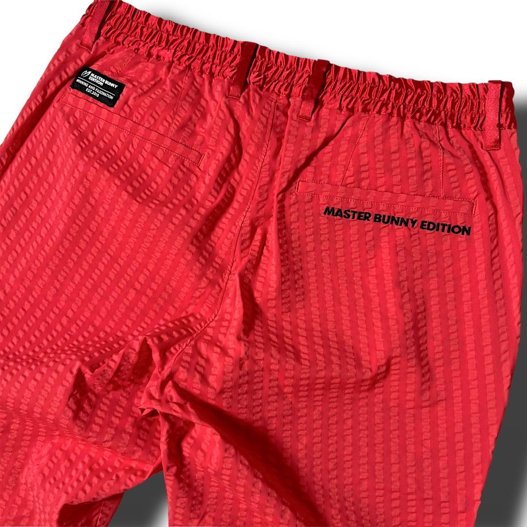 4 マスターバニー パーリーゲイツ取扱 シアサッカー ゴルフパンツ レッド系