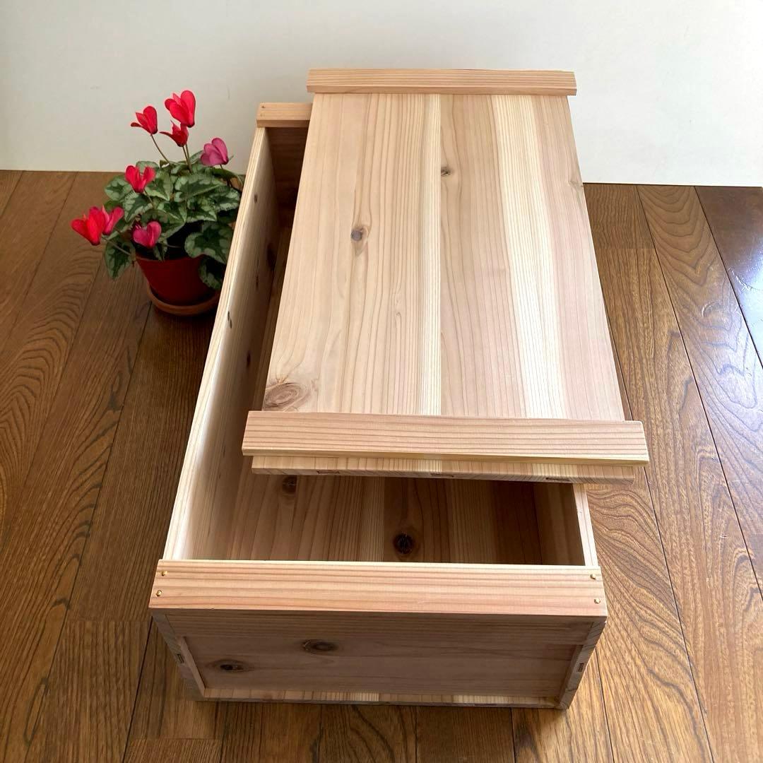 木製収納ボックス 蓋付き 大工道具箱　収納箱　木箱　ツールBOX ハンドメイド