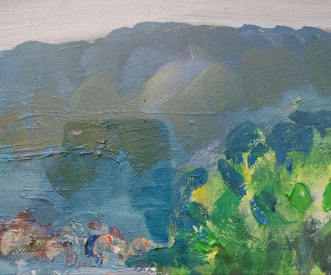 風景画 油彩画 木製フレーム付き