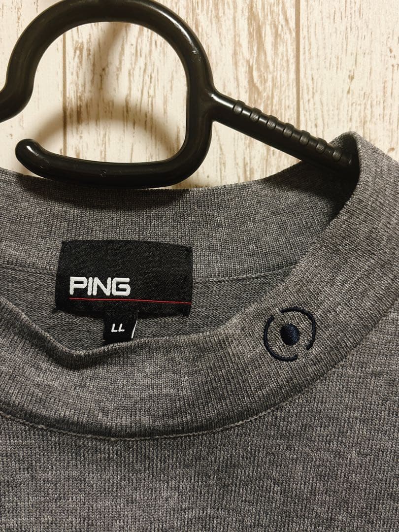 【試着】PING　ゴルフ　半袖ニットシャツ　Mr.PING柄　ストレッチ　LL