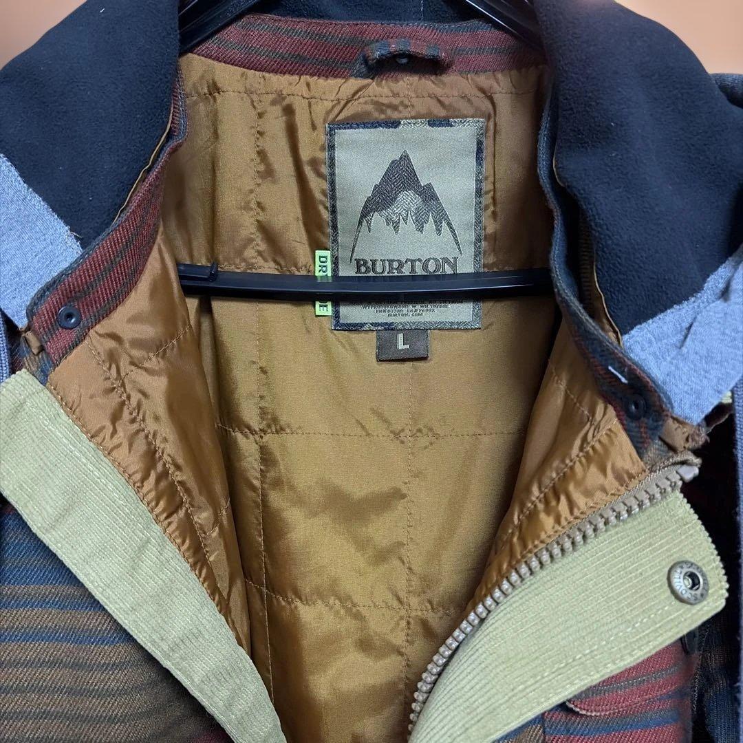 【大人気美品】BURTON 中綿フーディジャケット ボーダー柄Lサイズ