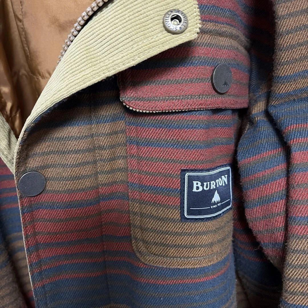 【大人気美品】BURTON 中綿フーディジャケット ボーダー柄Lサイズ