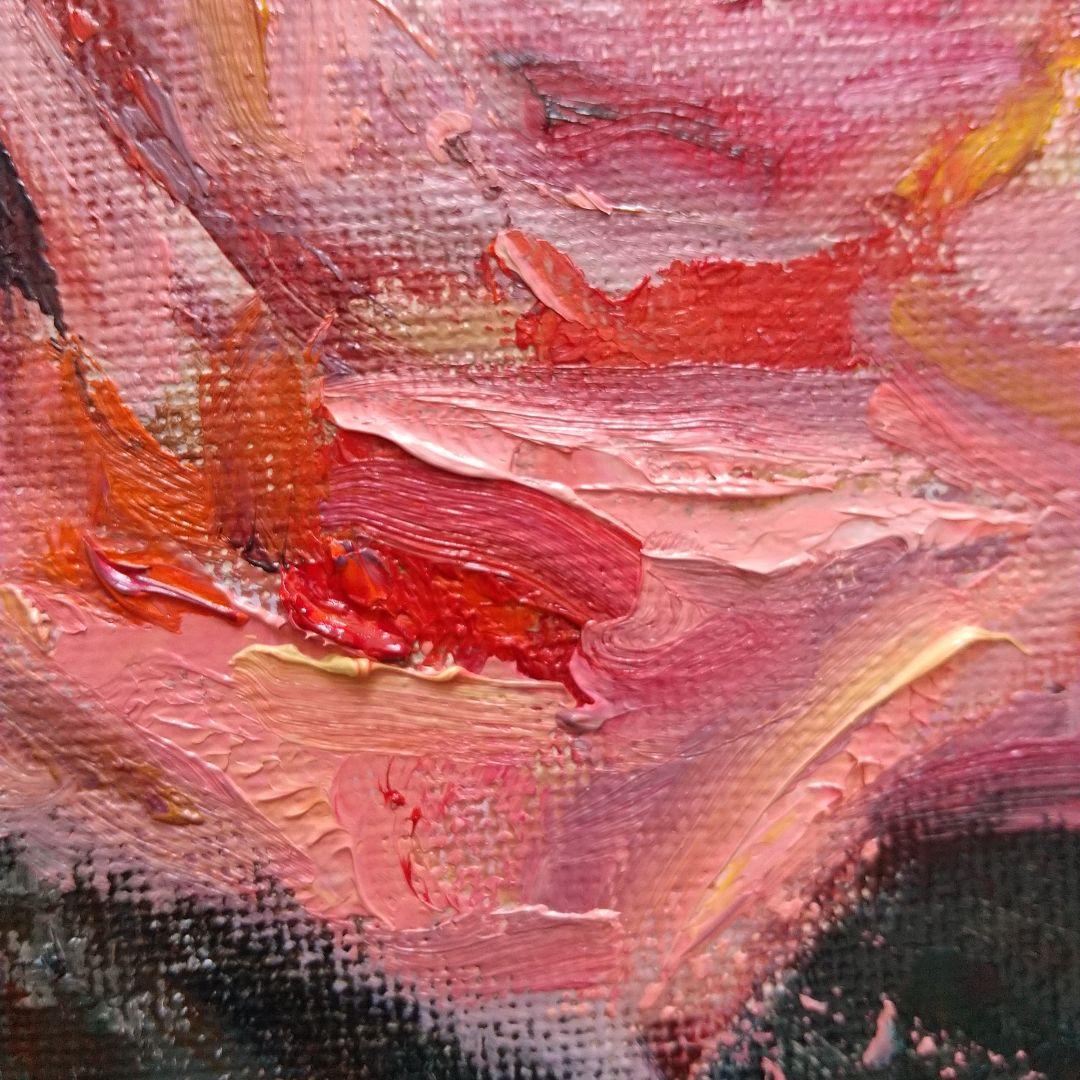 静物画 バラ 油彩画 額縁付き