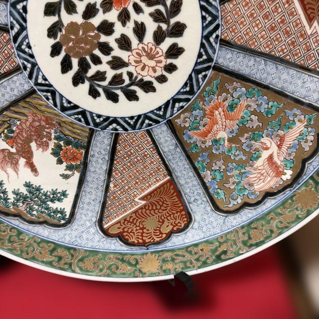 古伊万里　錦絵大皿　飾り皿　45cm 時代箱