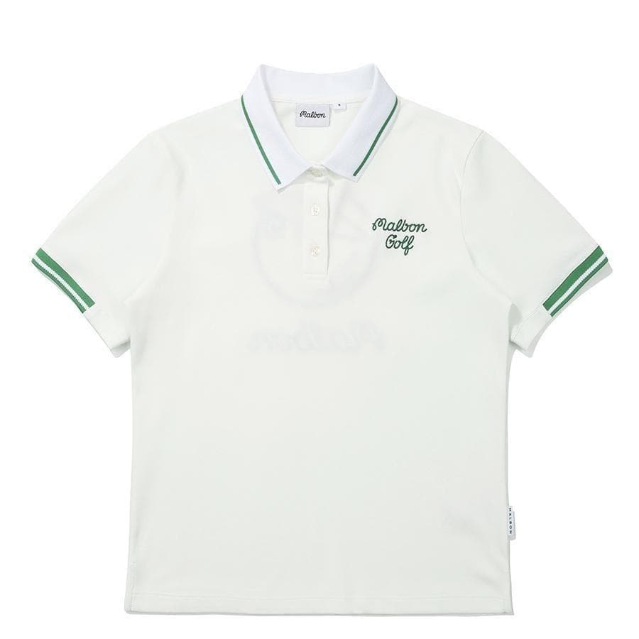 白色S マルボンゴルフ ポロシャツ Malbon Golf レディース シャツ
