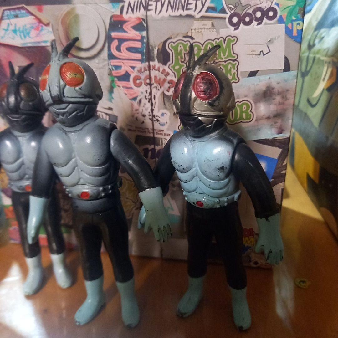 仮面ライダー ソフビ✨当時物✨３体セット✨昭和レトロ✨１９７０年代 ソフビ✨