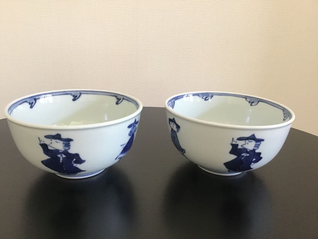 しん窯青花　5人異人玉渕4.5寸丼　2個