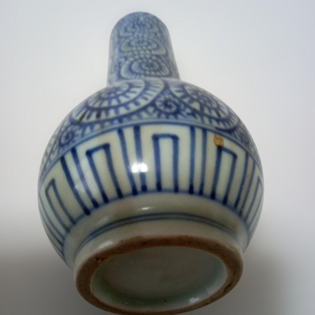 時代物　伊万里　唐草模様　杓立　花瓶　箱付き