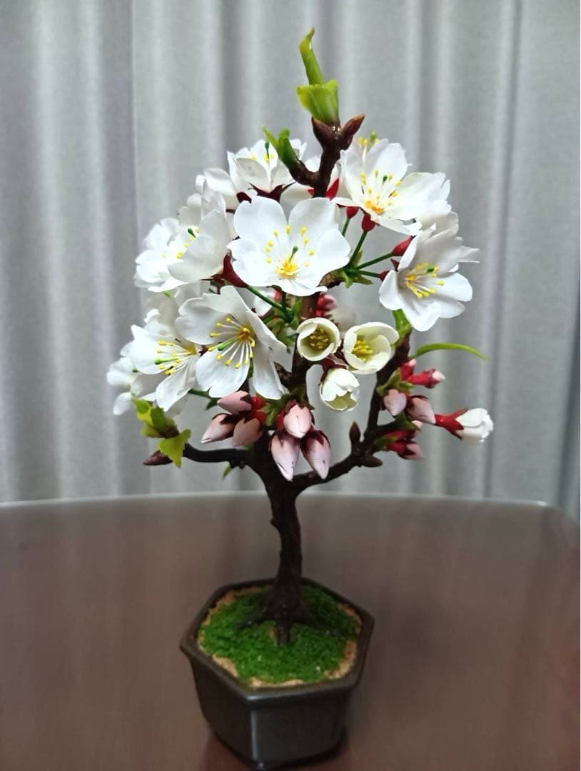 クラフト盆栽 ソメイヨシノNo.2 桜盆栽 造花 ハンドメイド