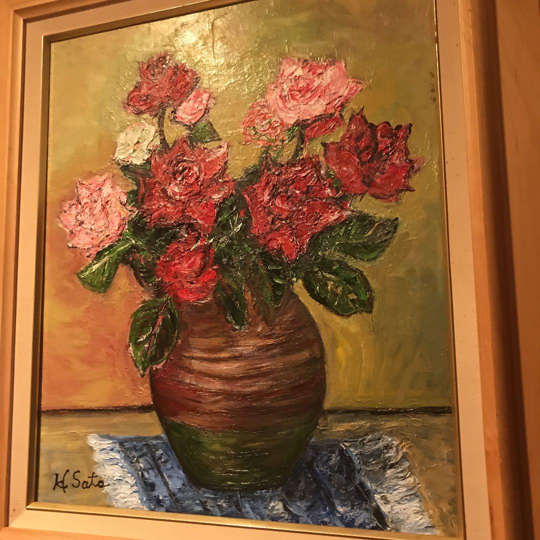 ☆大迫力‼︎圧巻‼︎ 絵画 油絵 花瓶油絵 ☆ 風水運気アップ‼︎ 花の油絵♪