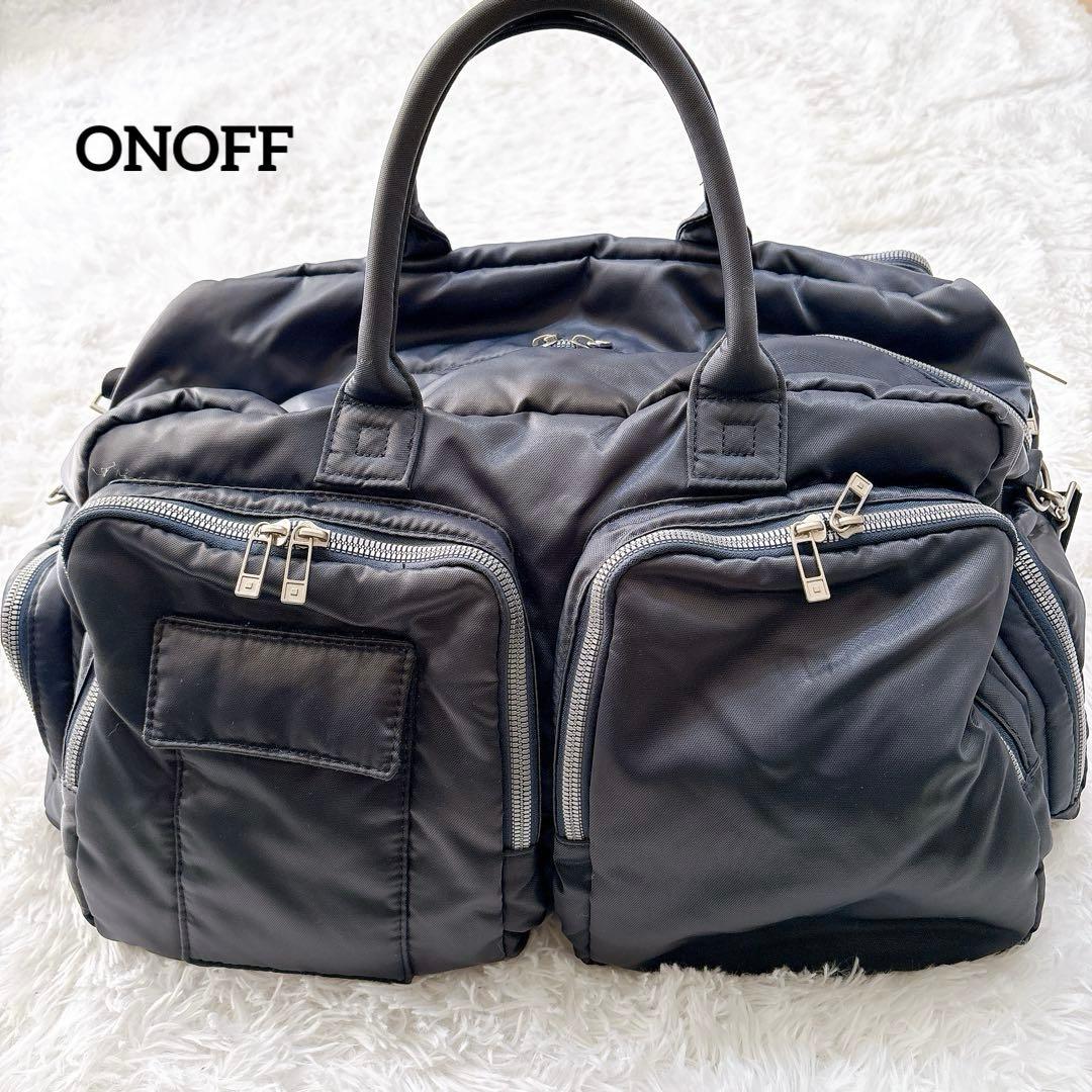 【良品】ONOFF オノフ ナイロン ボストンバック ゴルフ ネイビー